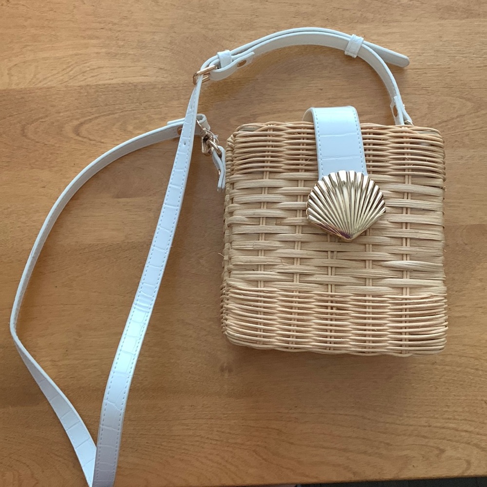 Topshop wicker seashell purse